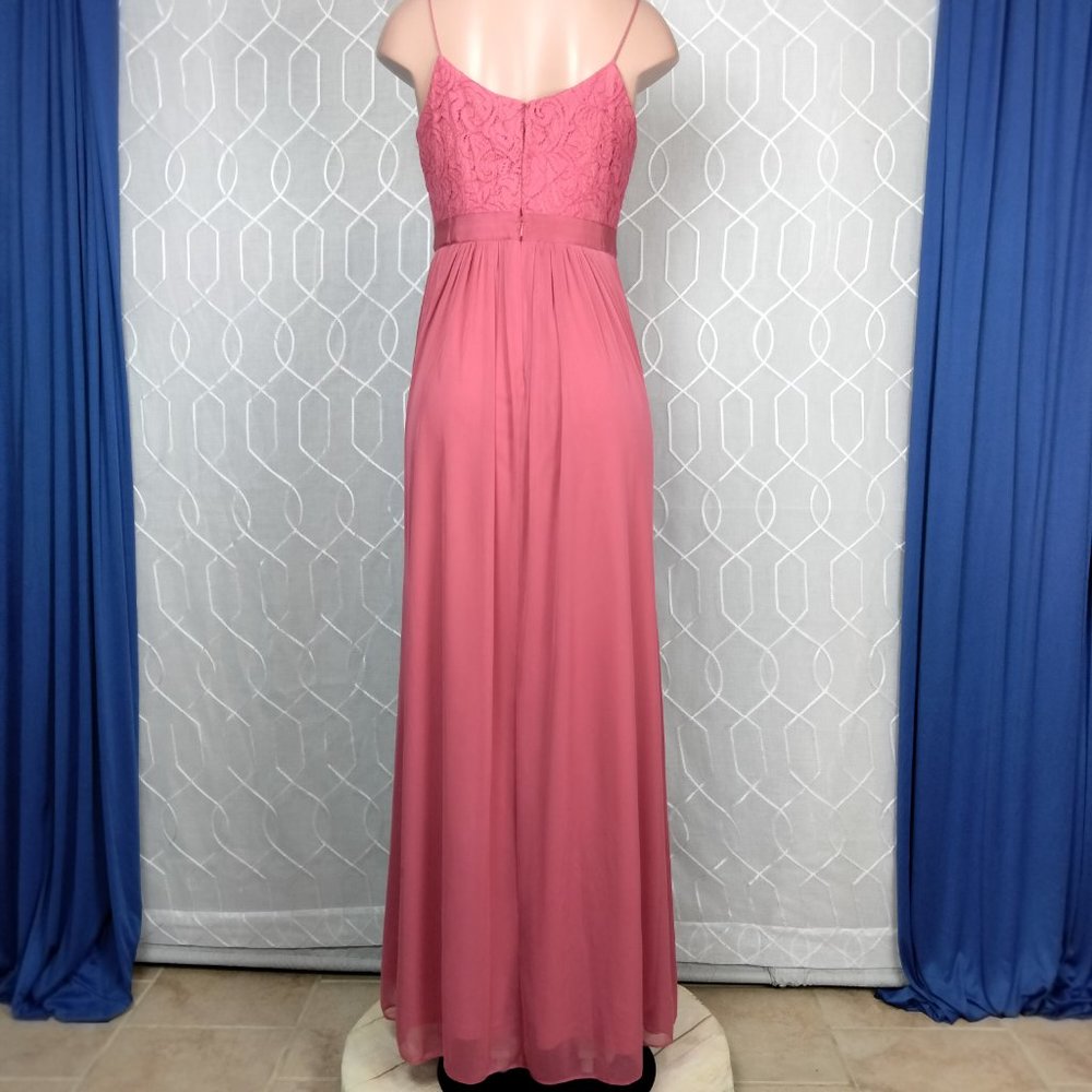 Adriana Papell Gown Salmon Peach Bridesmaid, Prom, evening gown Lace Top8 - Picture 7 of 10